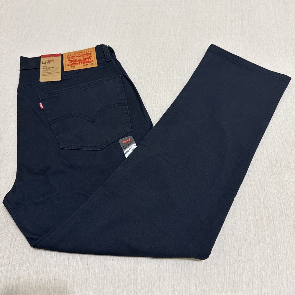 NWT Levi's 505 Regular Pants Men's 36x30 Navy Blue Indigo Straight Casual Work